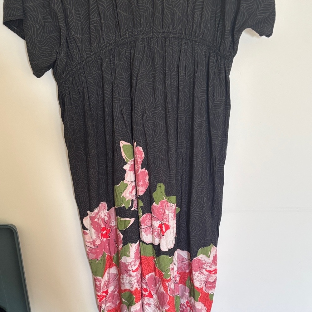 Anthropologie Black Floral Kimono Dress - Picture 6 of 10